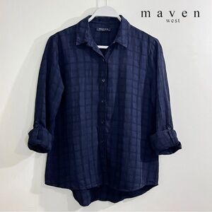 Maven West Split Back Roll Tab Sleeve Shirt